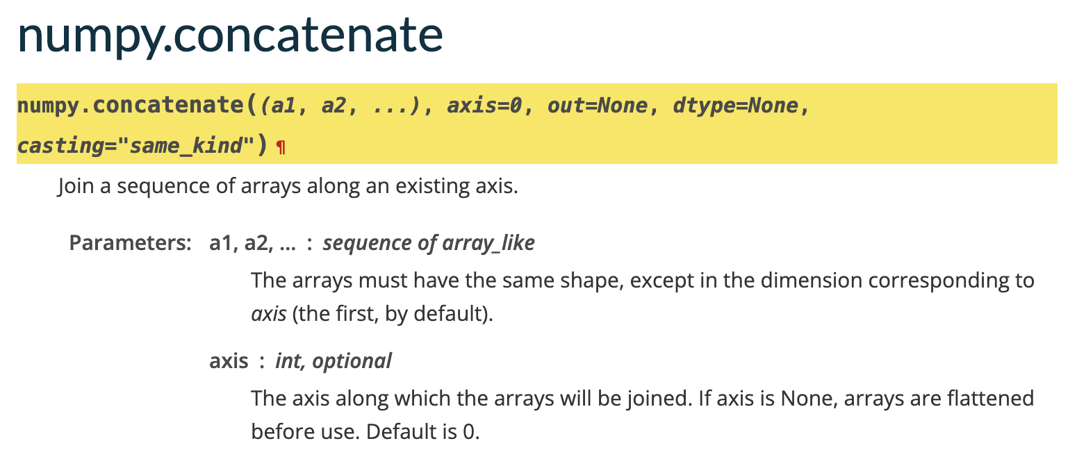 Concatenate documentation